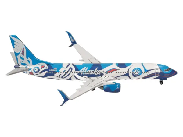 Boeing 737-800 Commercial Aircraft "Alaska Airlines - Salmon People Livery" (N559AS) Blue and White 1/500 Diecast Model Airplane by Herpa #2