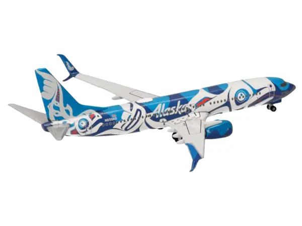 Boeing 737-800 Commercial Aircraft "Alaska Airlines - Salmon People Livery" (N559AS) Blue and White 1/500 Diecast Model Airplane by Herpa #4