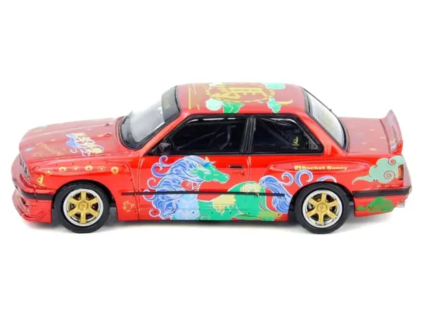 Pandem Rocket Bunny E30 "Year of the Horse - Chinese New Year 2026 Special Edition" Red Metallic with Graphics Limited Edition to 8888 pieces Worldwide 1/64 Diecast Model Car by Inno Models #2