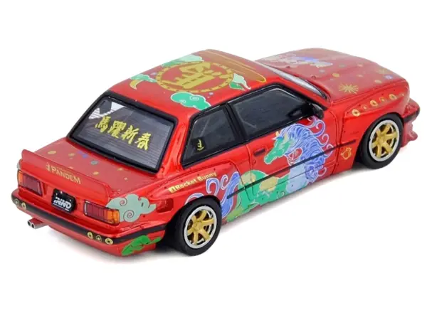 Pandem Rocket Bunny E30 "Year of the Horse - Chinese New Year 2026 Special Edition" Red Metallic with Graphics Limited Edition to 8888 pieces Worldwide 1/64 Diecast Model Car by Inno Models #3