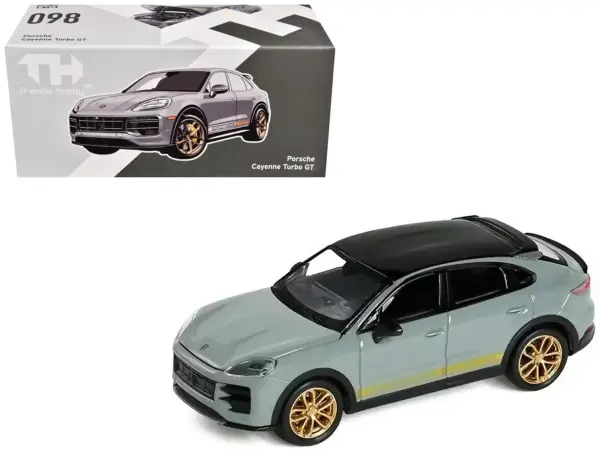 Porsche Cayenne Turbo GT Gray with Black Top and Gold Stripes 1/64 Diecast Model Car by Trends Hobby #1