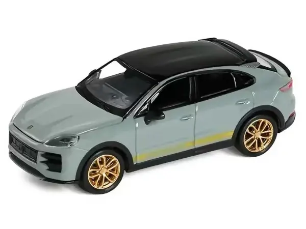 Porsche Cayenne Turbo GT Gray with Black Top and Gold Stripes 1/64 Diecast Model Car by Trends Hobby #2