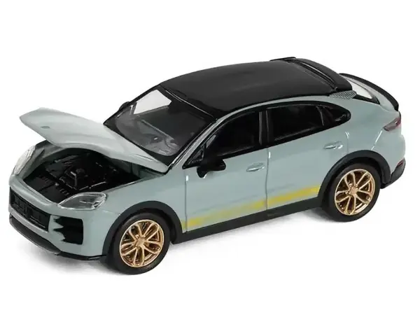 Porsche Cayenne Turbo GT Gray with Black Top and Gold Stripes 1/64 Diecast Model Car by Trends Hobby #3