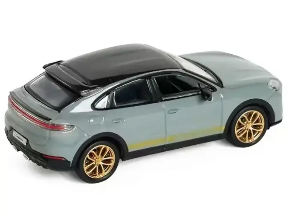 Porsche Cayenne Turbo GT Gray with Black Top and Gold Stripes 1/64 Diecast Model Car by Trends Hobby #4