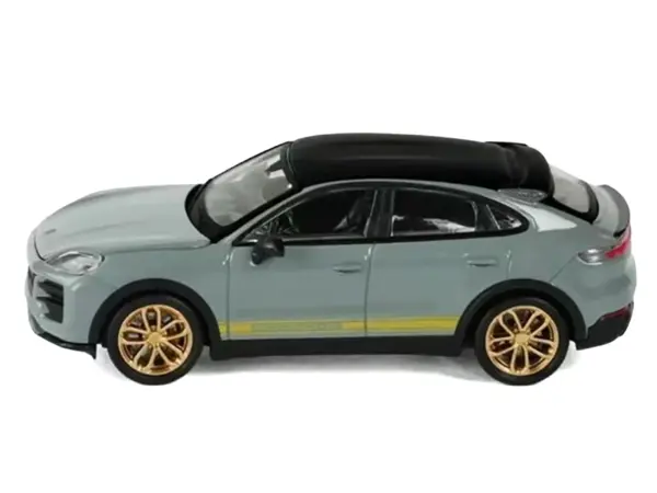 Porsche Cayenne Turbo GT Gray with Black Top and Gold Stripes 1/64 Diecast Model Car by Trends Hobby #5