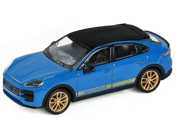 Porsche Cayenne Turbo GT Blue with Black Top and Gold Stripes 1/64 Diecast Model Car by Trends Hobby #2
