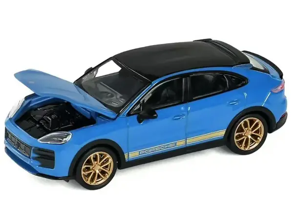 Porsche Cayenne Turbo GT Blue with Black Top and Gold Stripes 1/64 Diecast Model Car by Trends Hobby #3