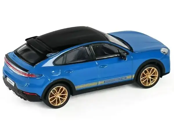 Porsche Cayenne Turbo GT Blue with Black Top and Gold Stripes 1/64 Diecast Model Car by Trends Hobby #5