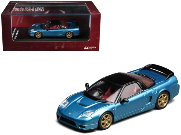 Honda NSX-R (NA2) RHD (Right Hand Drive) Ice Blue Metallic with Black Top and Red Interior "Intern 64" Series 1/64 Diecast Model Car by MotorHelix #1