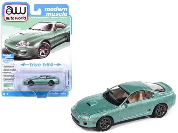 1998 Toyota Supra Caribbean Green Metallic "Modern Muscle" Series 1/64 Diecast Model Car by Auto World #1