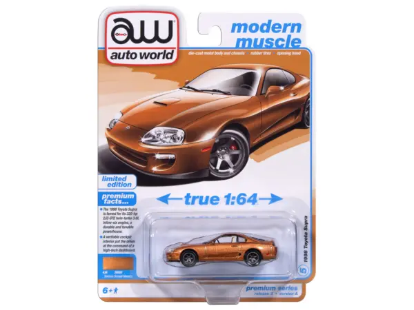 1998 Toyota Supra Sedona Sunset Bronze Metallic "Modern Muscle" Series 1/64 Diecast Model Car by Auto World #3