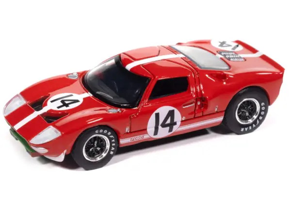 1965 Ford GT40 #14 Red with White Stripes "Vintage Muscle" Series 1/64 Diecast Model Car by Auto World #2