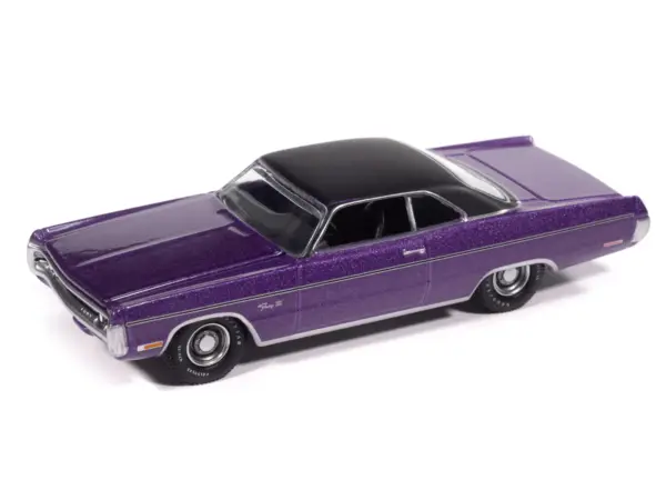 1971 Plymouth Fury III In-Violet Metallic with Black Top "Vintage Muscle" Series 1/64 Diecast Model Car by Auto World #2