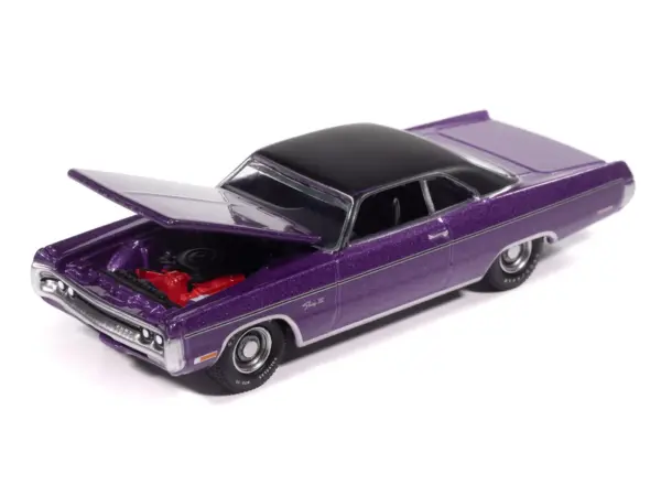1971 Plymouth Fury III In-Violet Metallic with Black Top "Vintage Muscle" Series 1/64 Diecast Model Car by Auto World #3
