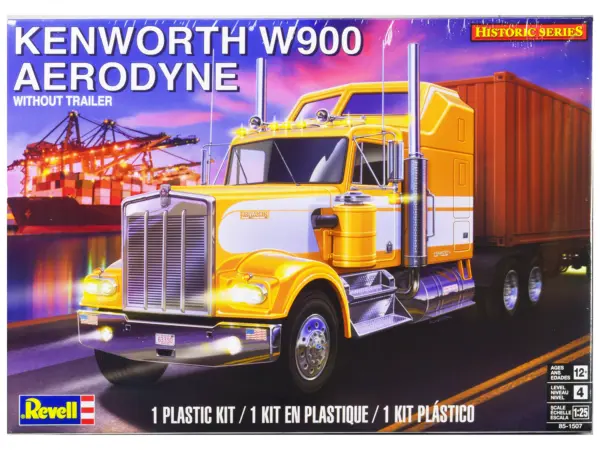 Level 4 Model Kit Kenworth W900 Aerodyne Truck Tractor "Historic Series" 1/25 Scale Model by Revell #1