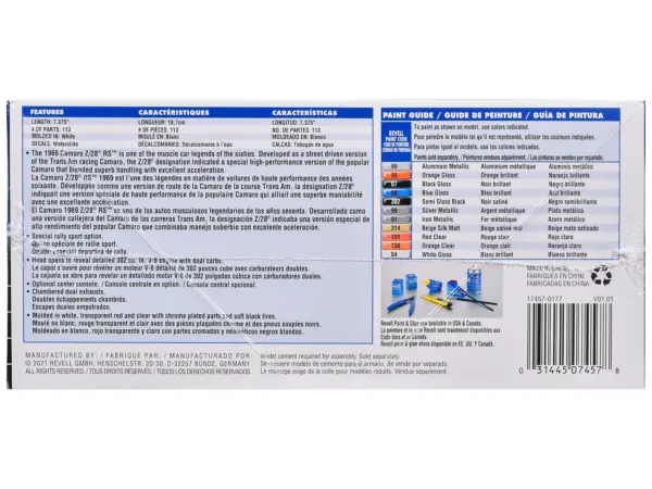 Level 4 Model Kit 1969 Chevrolet Camaro Z/28 RS "Motor-City Muscle" 1/25 Scale Model by Revell #3