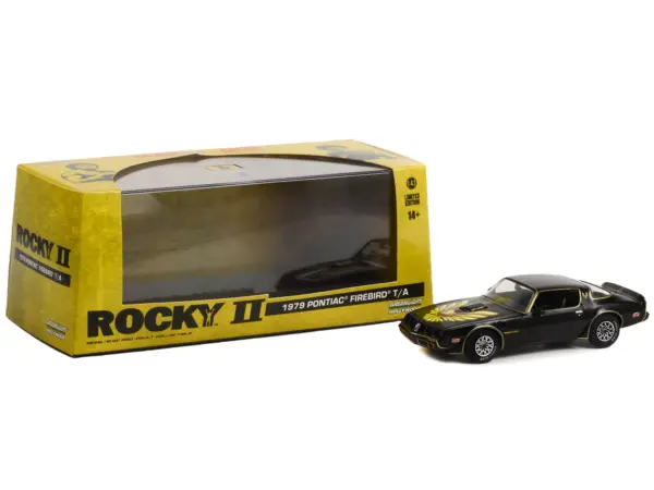1979 Pontiac Firebird T/A Trans Am Black with Hood Phoenix "Rocky II (1979) Movie" 1/43 Diecast Model Car by Greenlight #2