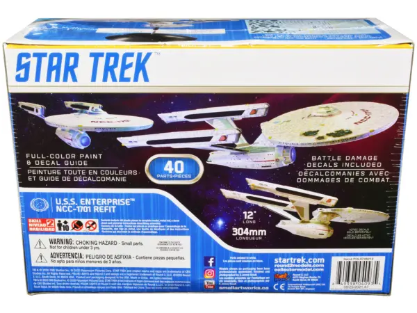 Skill 2 Snap Model Kit U.S.S. Enterprise NCC-1701 Refit Spaceship "Star Trek II: The Wrath of Khan" (1982) Movie 1/1000 Scale Model by Polar Lights #4