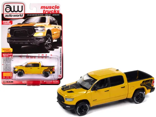 2023 Ram 1500 Rebel Havoc Edition Pickup Truck Baja Yellow "Muscle Trucks" Series 1/64 Diecast Model Car by Auto World #1