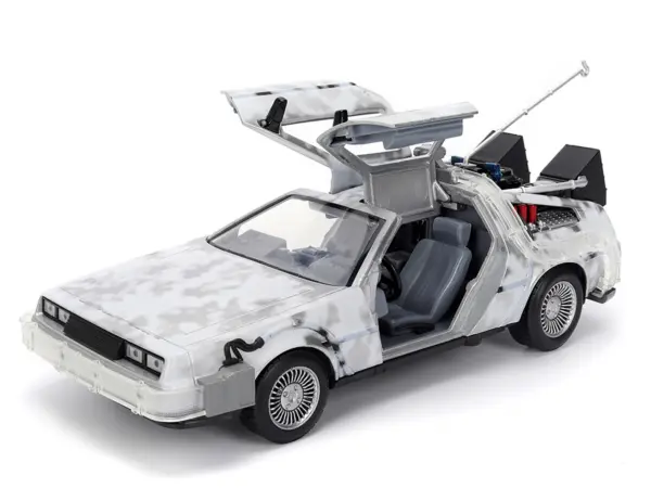 DMC DeLorean Time Machine Brushed Metal (Frost Version) with Lights "Back to the Future" (1985) Movie "Hollywood Rides" Series 1/24 Diecast Model Car by Jada #2