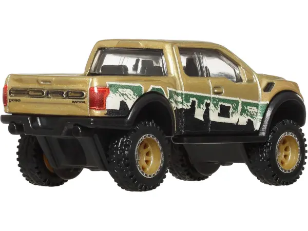 2017 Ford F-150 Raptor Pickup Truck Gold Metallic with Graphics "HW Off Road" Series Diecast Model Car by Hot Wheels #3