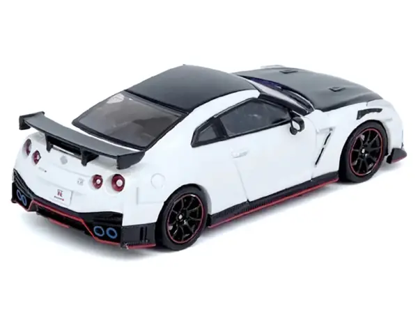 Nissan GT-R (R35) Nismo RHD (Right Hand Drive) White with Carbon Hood and Top 1/64 Diecast Model Car by Inno Models #2