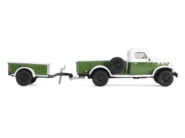 1950 Dodge Power Wagon Pickup Truck Green and White with 1/4 Ton Cargo Trailer Green "Hitch & Tow" Series 32 1/64 Diecast Model Cars by Greenlight #2