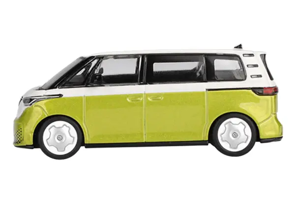 Volkswagen ID. Buzz Van Pomelo Yellow Metallic and Candy White Limited Edition 1/64 Diecast Model Car by Mini GT #2