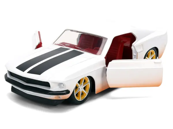 Roman's Ford Mustang White with Black Stripes and Red Interior (Dirty Version) "Fast & Furious" Movie "Fast & Furious 25th Anniversary" Series 1/32 Diecast Model Car by Jada #2