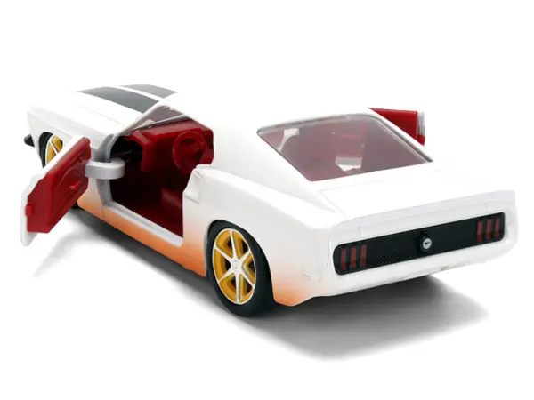 Roman's Ford Mustang White with Black Stripes and Red Interior (Dirty Version) "Fast & Furious" Movie "Fast & Furious 25th Anniversary" Series 1/32 Diecast Model Car by Jada #4