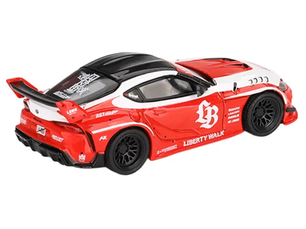 Toyota GR Supra "LB-Works" Red with White Stripes and Black Top Limited Edition 1/64 Diecast Model Car by Mini GT #3