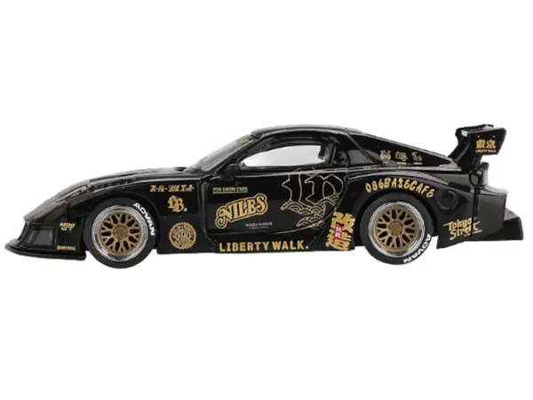Mazda RX-7 LB-Super Silhouette "FD-NILES" Black with Gold Graphics Limited Edition 1/64 Diecast Model Car by Mini GT #2