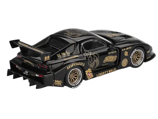 Mazda RX-7 LB-Super Silhouette "FD-NILES" Black with Gold Graphics Limited Edition 1/64 Diecast Model Car by Mini GT #3