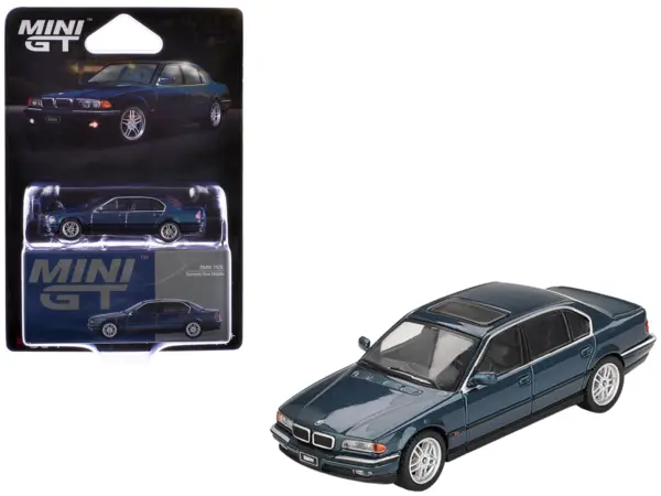 BMW 750IL Sorrento Blue Metallic with Sun Roof Limited Edition 1/64 Diecast Model Car by Mini GT #1