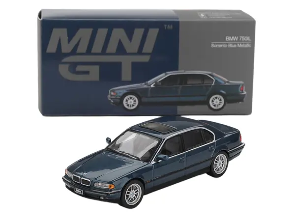 BMW 750IL Sorrento Blue Metallic with Sun Roof Limited Edition 1/64 Diecast Model Car by Mini GT #4