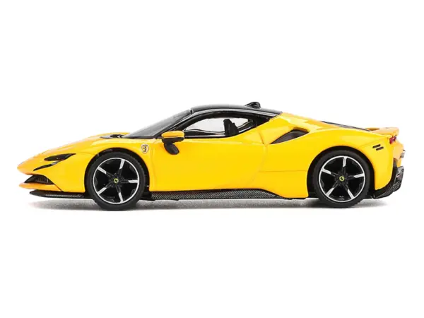Ferrari SF90 Giallo Modena Yellow with Black Top 1/64 Diecast Model Car by BBR #2