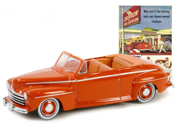 1946 Ford Super Deluxe Convertible Orange "Chevron Supreme" "Vintage Ad Cars" Series 10 1/64 Diecast Model Car by Greenlight #3