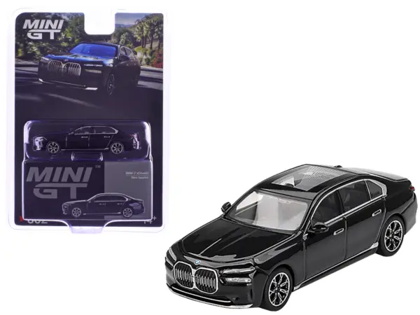 BMW i7 xDrive60 Black Sapphire Limited Edition 1/64 Diecast Model Car by Mini GT #1