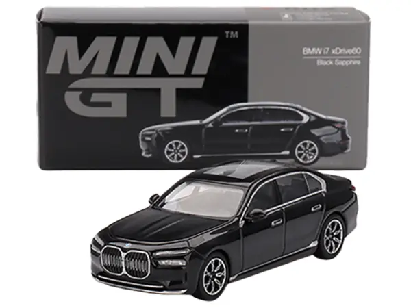 BMW i7 xDrive60 Black Sapphire Limited Edition 1/64 Diecast Model Car by Mini GT #4