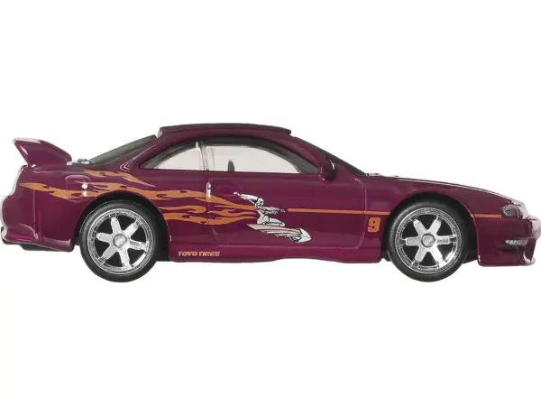 Nissan 240SX (S14) RHD (Right Hand Drive) Maroon with Graphics "The Fast and the Furious" (2001) Movie "Fast & Furious" Series Diecast Model Car by Hot Wheels #2