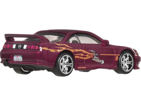 Nissan 240SX (S14) RHD (Right Hand Drive) Maroon with Graphics "The Fast and the Furious" (2001) Movie "Fast & Furious" Series Diecast Model Car by Hot Wheels #3