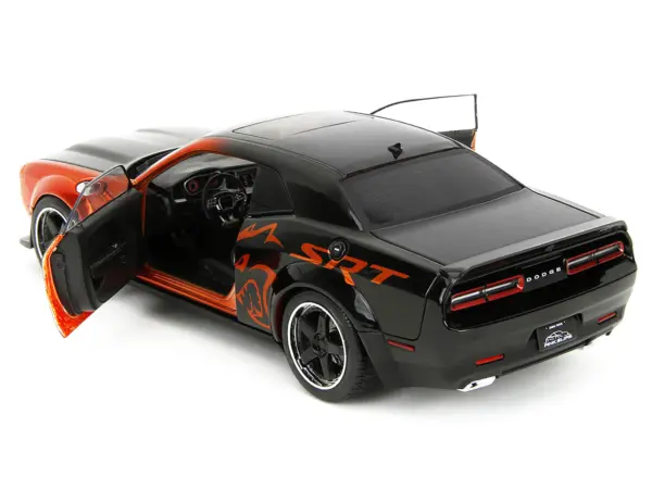 Dodge Challenger SRT Hellcat Orange Metallic and Black "Pink Slips" Series 1/18 Diecast Model Car by Jada #4