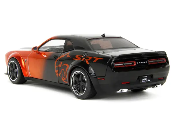 Dodge Challenger SRT Hellcat Orange Metallic and Black "Pink Slips" Series 1/18 Diecast Model Car by Jada #5