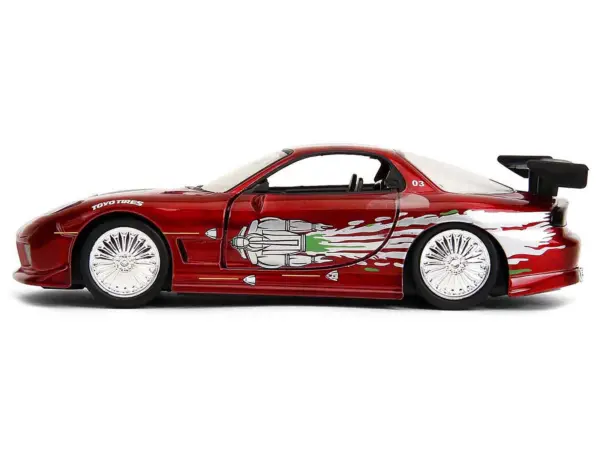 Dom's Mazda RX-7 Candy Red with Graphics "The Fast and the Furious" (2001) Movie "Fast & Furious" Series 1/32 Diecast Model Car by Jada #3