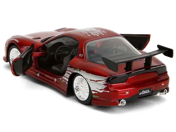 Dom's Mazda RX-7 Candy Red with Graphics "The Fast and the Furious" (2001) Movie "Fast & Furious" Series 1/32 Diecast Model Car by Jada #4