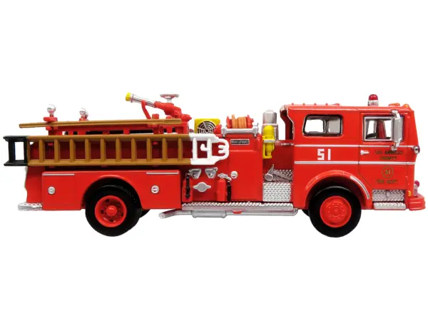 1973 Ward LaFrance Fire Engine "Los Angeles County Fire Department Engine 51" Red "5 Alarm" Series Limited Edition 1/87 (HO) Diecast Model by Iconic Replicas #2