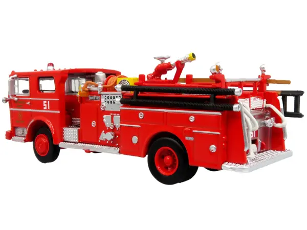 1973 Ward LaFrance Fire Engine "Los Angeles County Fire Department Engine 51" Red "5 Alarm" Series Limited Edition 1/87 (HO) Diecast Model by Iconic Replicas #5