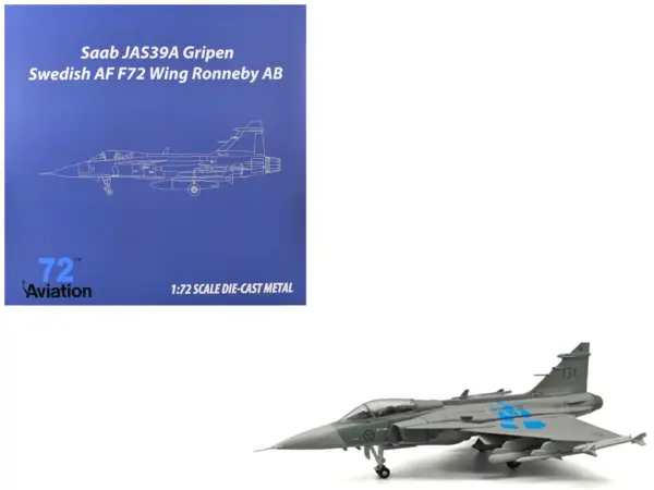 Saab JAS 39A Gripen Fighter Aircraft "131 F 7 Wing Cat’s Paw Livery Satenas Air Base" (2006) Swedish Air Force 1/72 Diecast Model Airplane by Aviation 72 #1