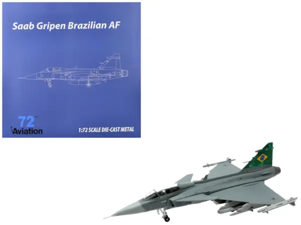 Saab JAS 39E Gripen Fighter Aircraft "Brazilian Air Force" 1/72 Diecast Model Airplane by Aviation 72 #1