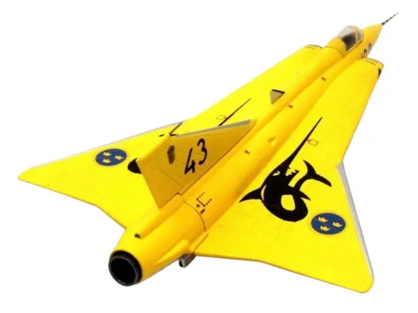 Saab J35J Draken Fighter Aircraft "43-10 3 "Johan Gul" Squadron 10 Wing Final Flight Livery" (1997) Swedish Air Force 1/72 Diecast Model Airplane by Aviation 72 #4